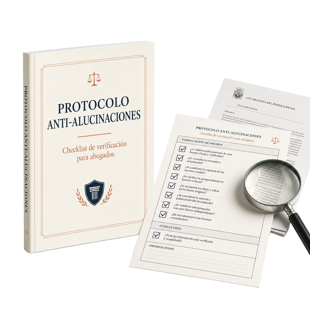 Manual y checklist Protocolo Anti-Alucinaciones con lupa y documento jurídico