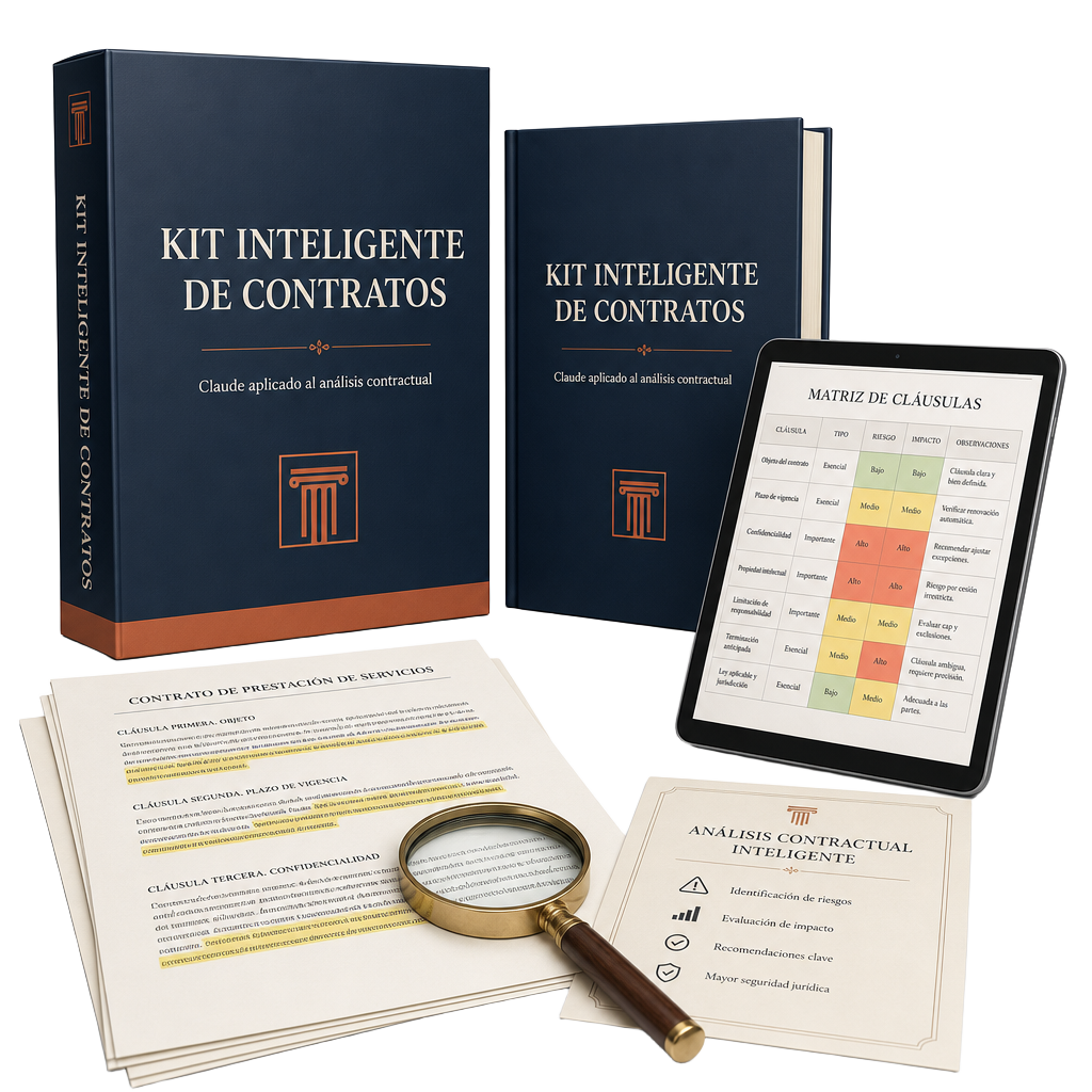Caja digital Kit Inteligente de Contratos con libro, tablet y contratos resaltados